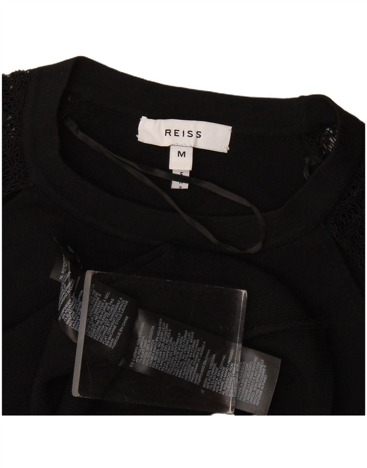 Reiss Damen-Pullover mit Rundhalsausschnitt, UK 12, mittlere schwarze Viskose