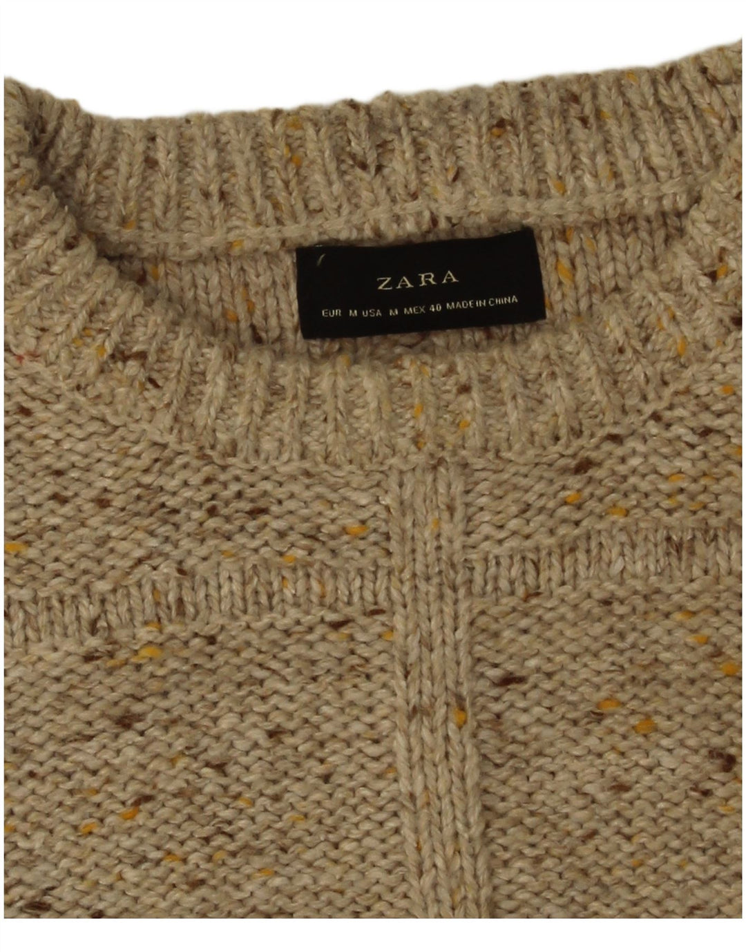Zara Herren-Pullover mit U-Boot-Ausschnitt, Mittelbeige meliert