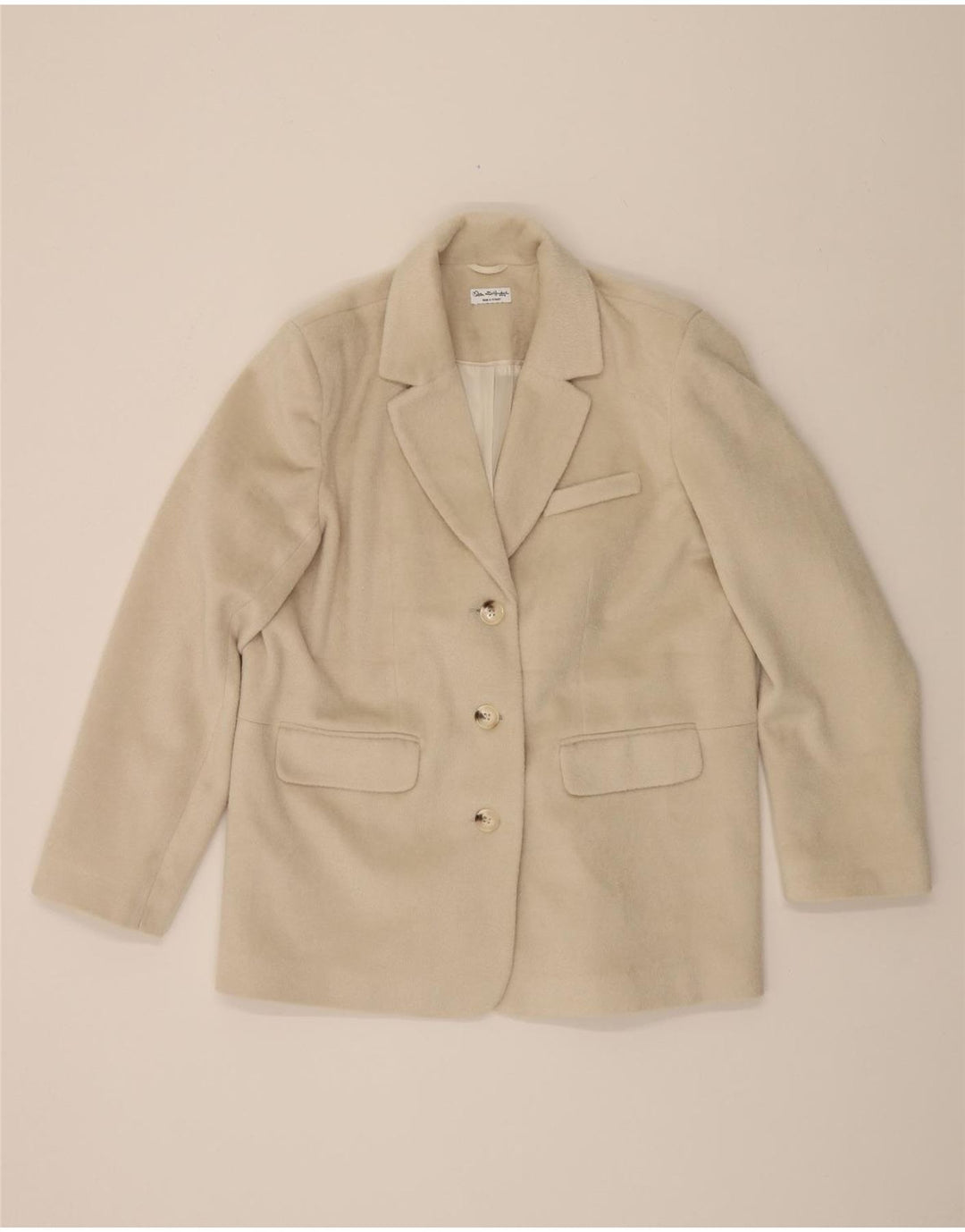 MISS SELFRIDGE Womens Oversized 3 Button Blazer Jacket UK 14 Large  Beige Vintage Miss Selfridge and Second-Hand Miss Selfridge from Messina Hembry 