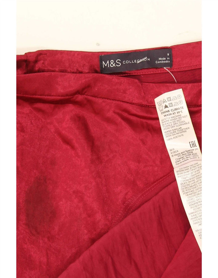 Marks & Spencer Damen A-Linienrock UK 8 Small W26 Rot Acetat