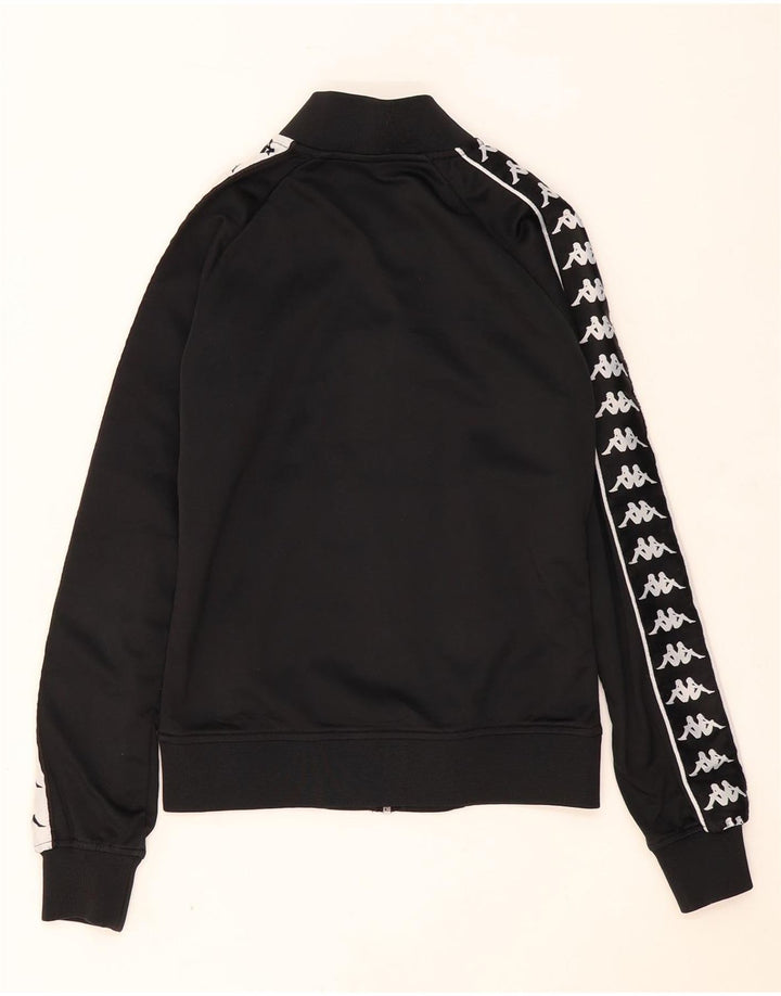 Kappa Womens Graphic Trainingsanzug Top Jacke UK 6 XS Schwarz Farbblock
