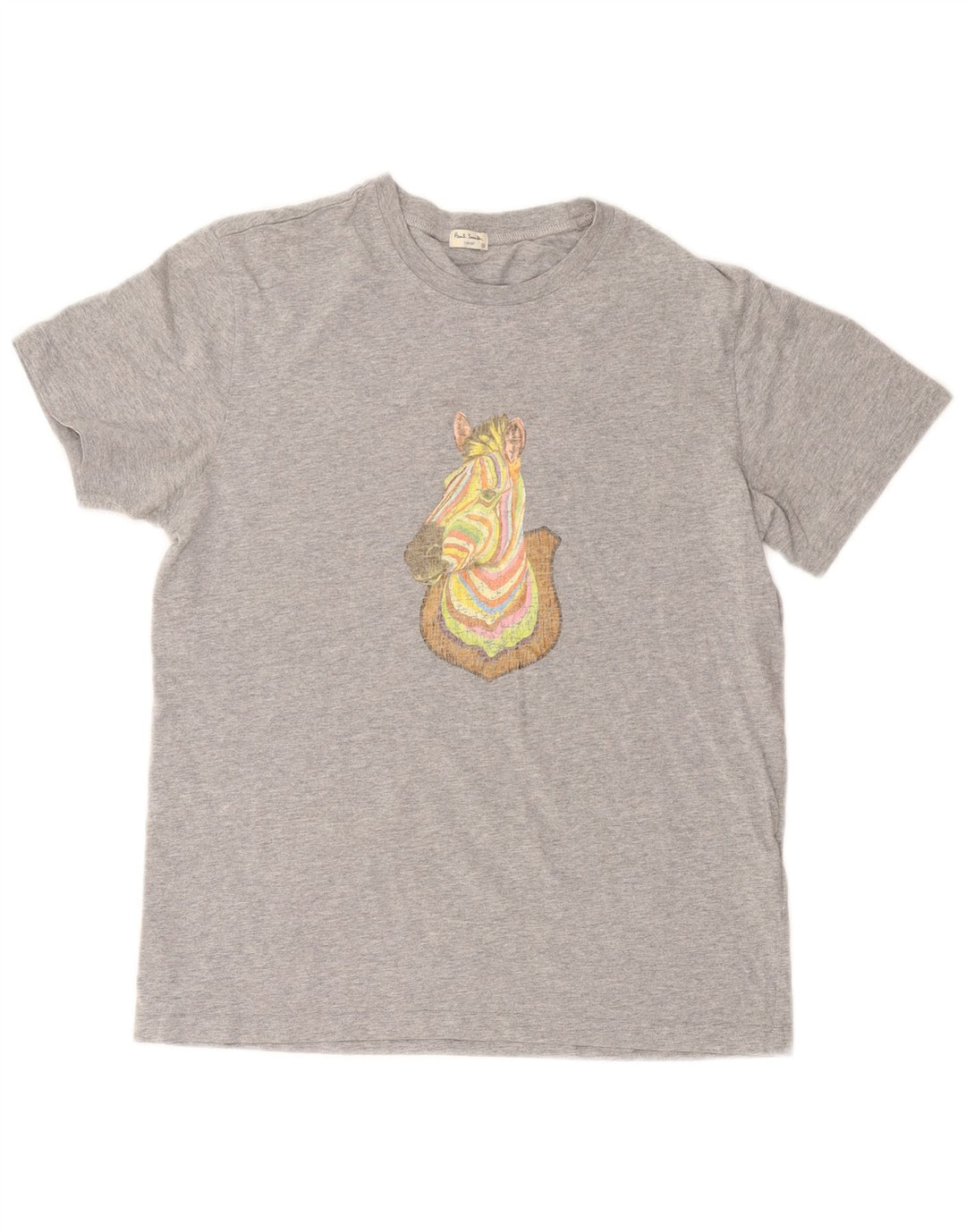 PAUL SMITH Herren-T-Shirt mit grafischem Motiv, klein, grau, Baumwolle mit Animal-Print