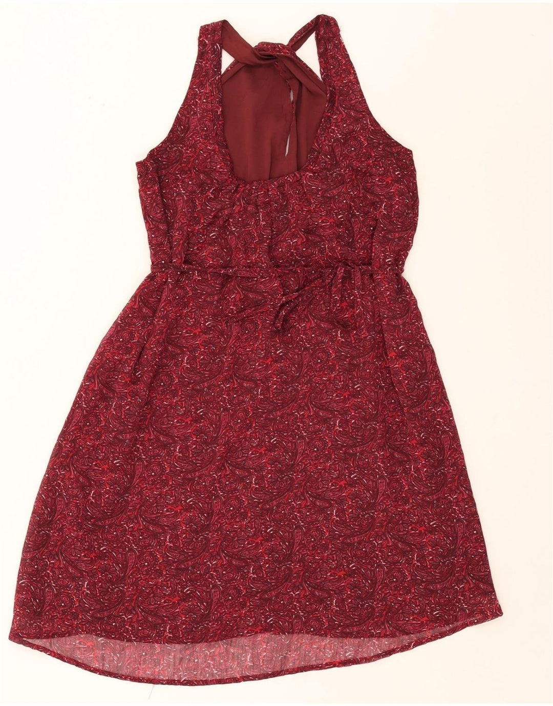 CONVERSE Womens Halter Dress UK 10 Small Burgundy Paisley Polyester Vintage Converse and Second-Hand Converse from Messina Hembry 