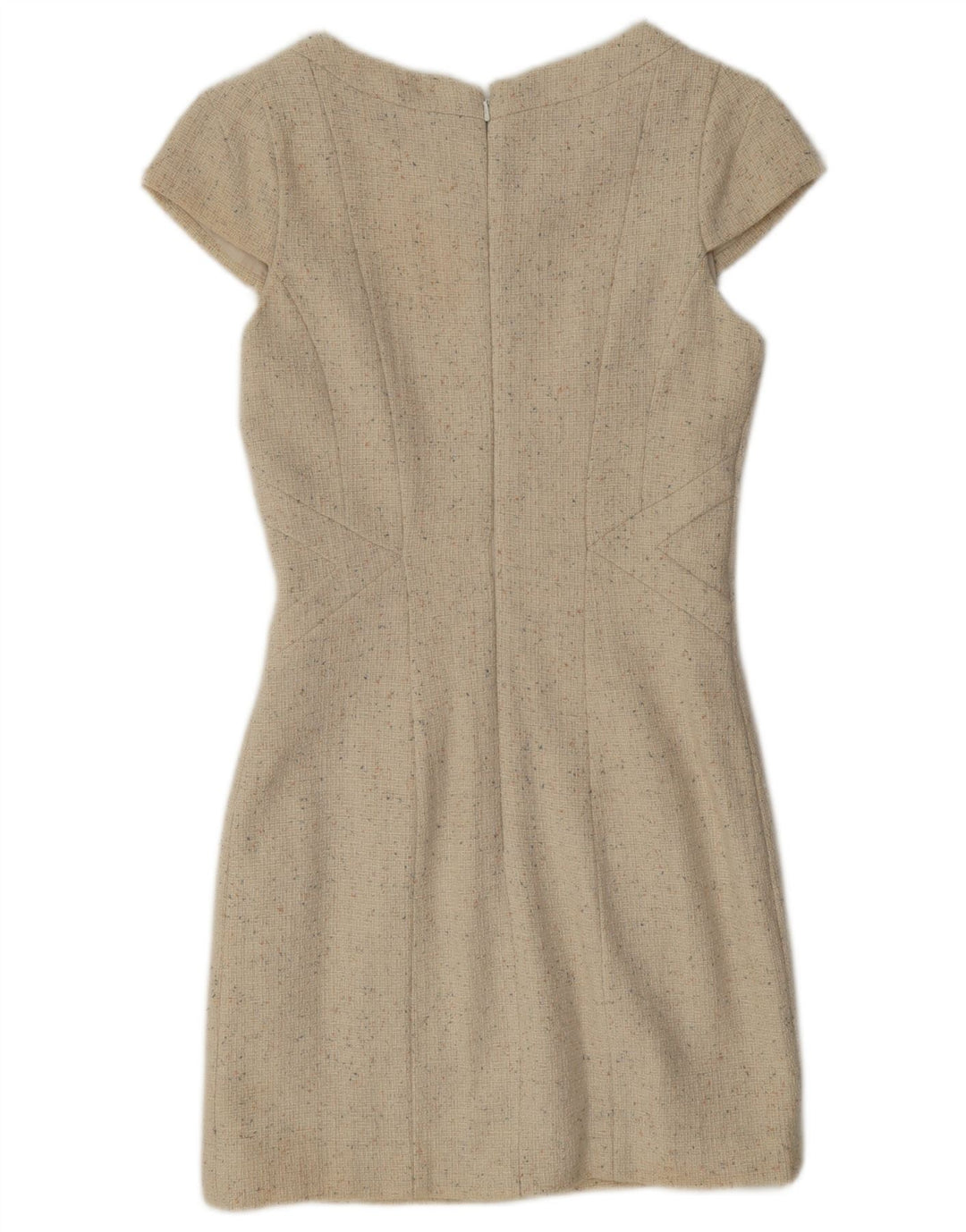 Warehouse Damen-Etuikleid, Gr. 8, Beige, gesprenkelte Wolle