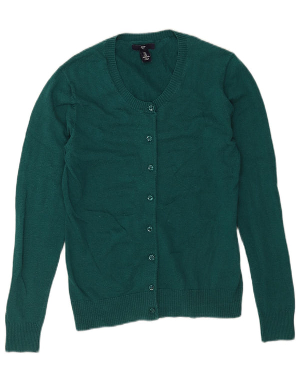 Gap Damen-Cardigan-Pullover UK 12 Mittelgrüne Baumwolle