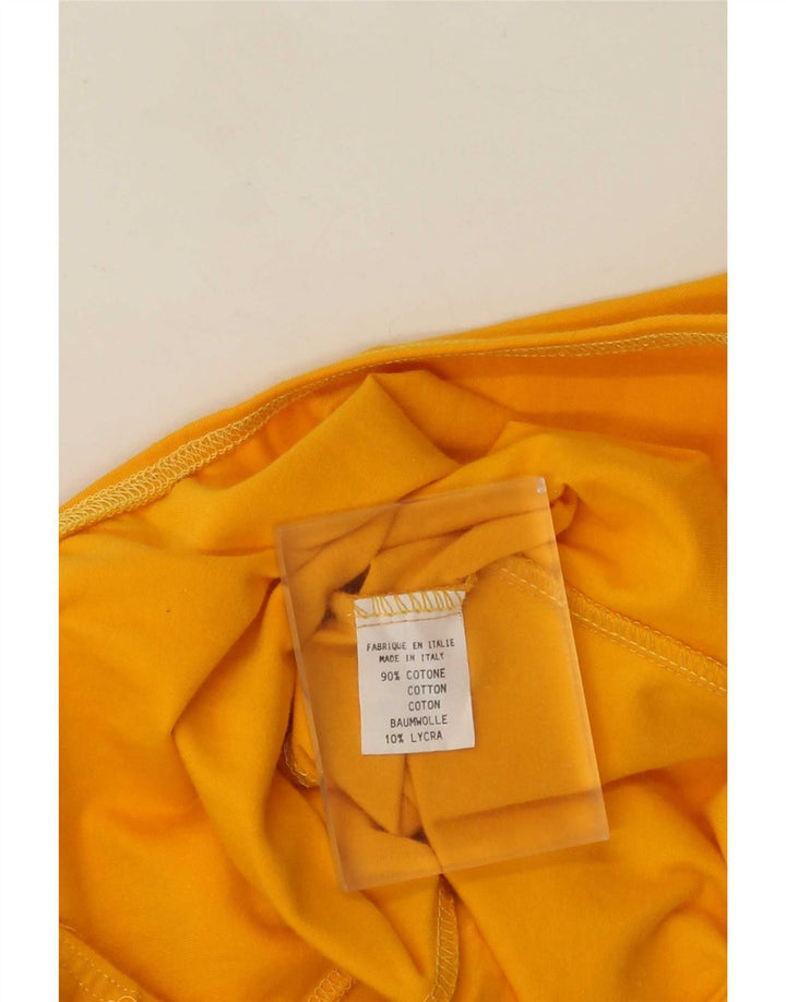 Vintage Damen Ärmelloser Body UK 12 Mittelgelbe Baumwolle