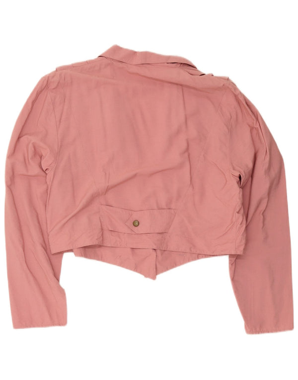 Vintage Damen Crop Loose Fit Cardigan Top Große rosa Viskose