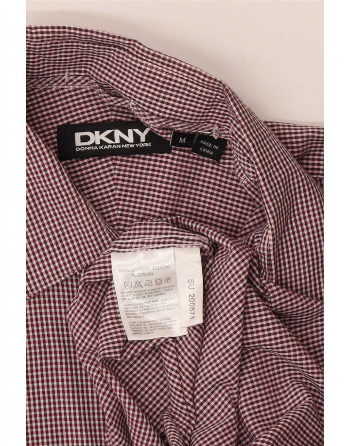 Dkny Herren-Hemd, mittelgroß, Burgunderrot, Gingham-Baumwolle