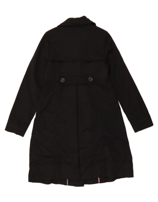 MOSSIMO Womens Trench Coat UK 10 Small Black Cotton