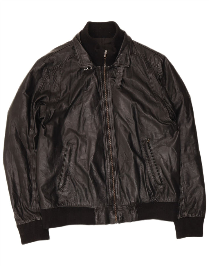 Gianfranco Gotelli Herren Bomber-Lederjacke UK 38 Mittelschwarzes Leder