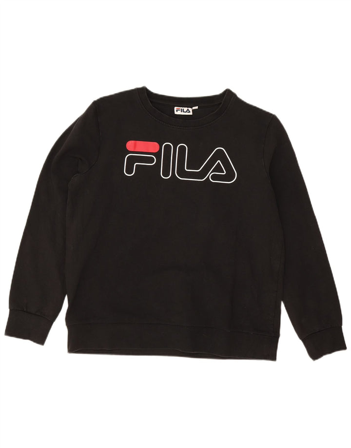 FILA Damen-Sweatshirt, übergroß, mit Grafik, UK 10, Größe S, Schwarz, Baumwolle