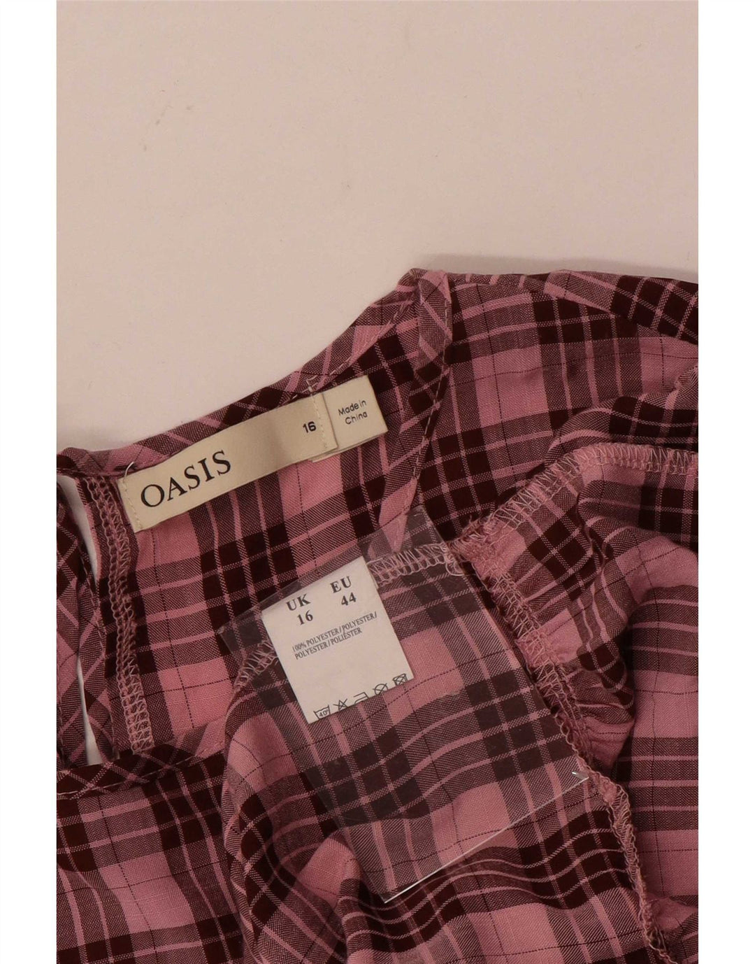 Oasis Langarm-Stufenkleid für Damen, Größe 46, groß, rosa kariert, Polyester