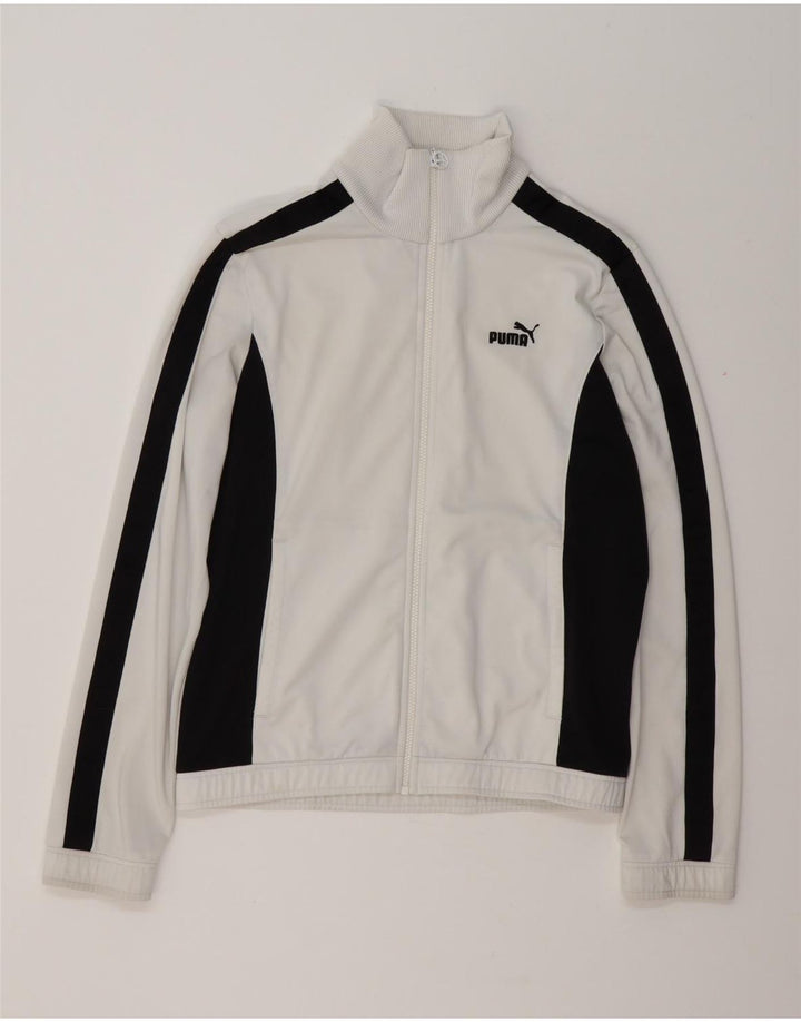 Puma Herren-Trainingsanzug-Top-Jacke, mittelweißes Farbblock-Polyester