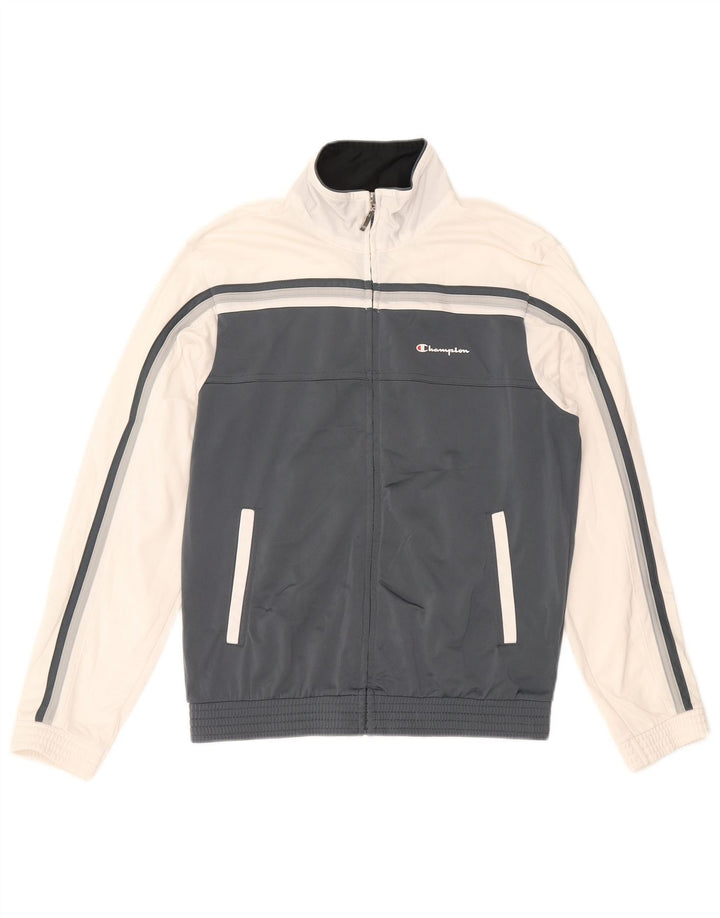 CHAMPION Womens Tracksuit Top Jacket UK 14 Medium White Colourblock