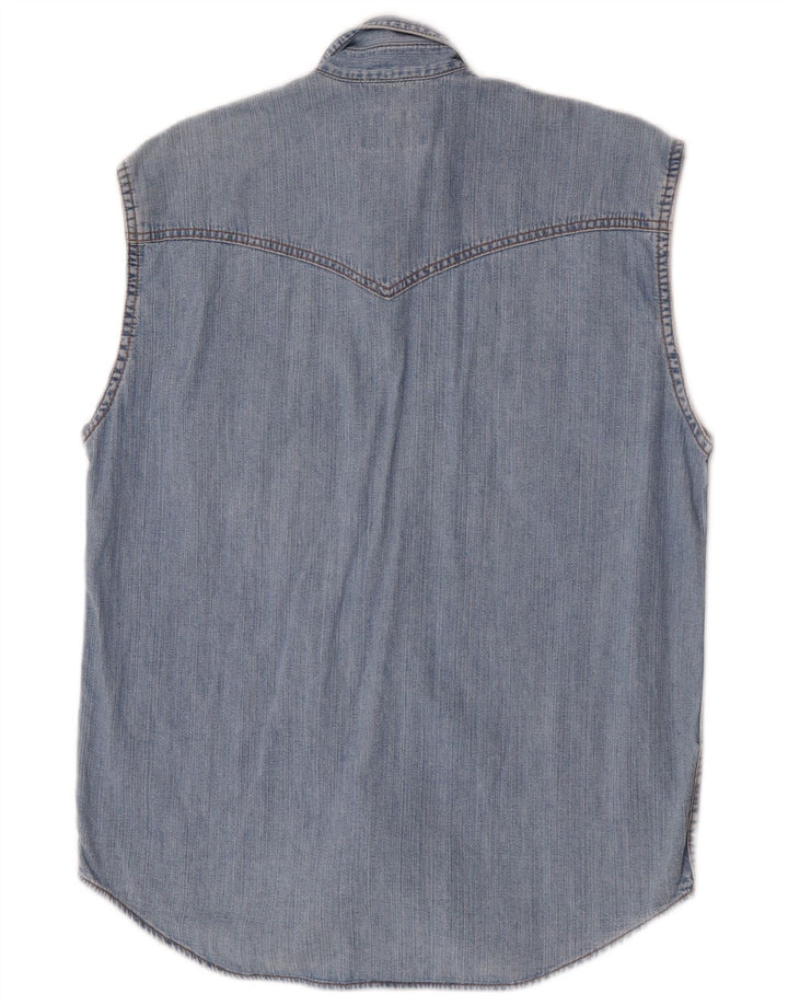 Wrangler Herren ärmelloses Jeanshemd, klein, aus blauer Baumwolle
