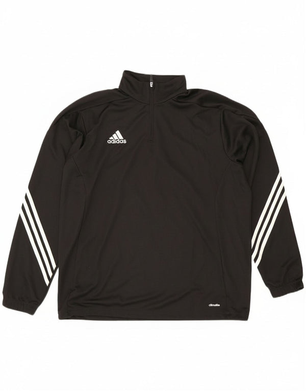 Adidas Herren Climalite Zip Neck Pullover Trainingsanzug Top XL Schwarz Polyester