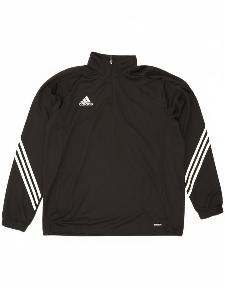 Adidas Herren Climalite Zip Neck Pullover Trainingsanzug Top XL Schwarz Polyester
