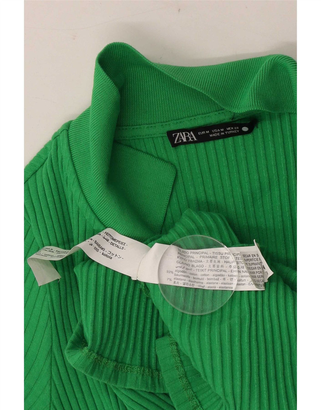 Zara Damen Polokleid UK 14 Mittelgrüne Baumwolle