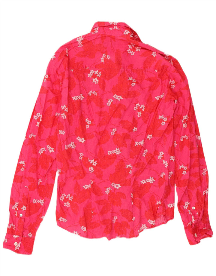 Hugo Boss Herrenhemd, klein, rosa, geblümt, Baumwolle