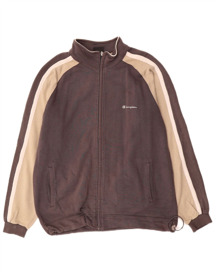 Champion Herren-Trainingsanzug-Oberteil, große braune Colourblock-Baumwolle