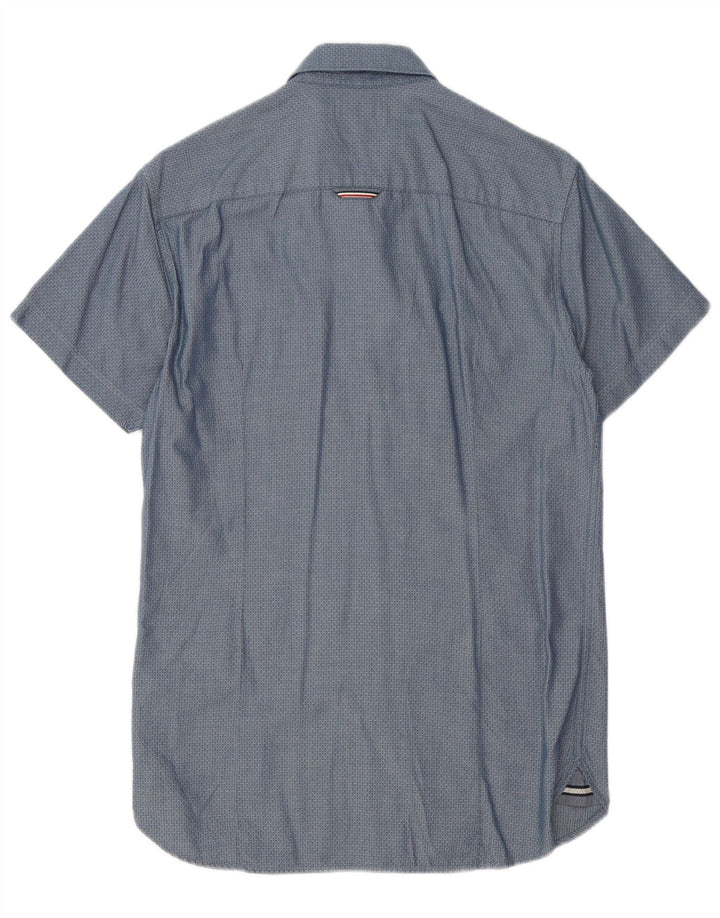Tommy Hilfiger Herren-Kurzarmhemd, klein, blau gefleckte Baumwolle