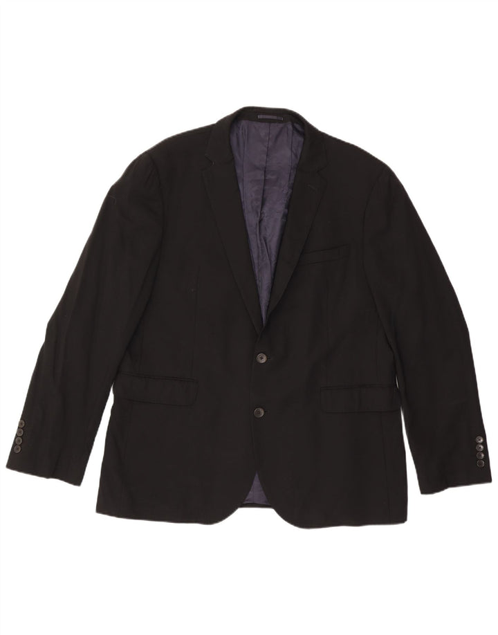 John Lewis Herren-Blazer mit maßgeschneiderter Passform und 2 Knöpfen, UK 44, 2XL, schwarze Wolle