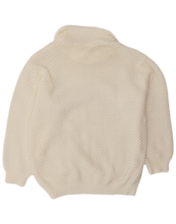 VINTAGE Damen Übergroßer Rollkragenpullover Pullover UK 14 Mittelweiß