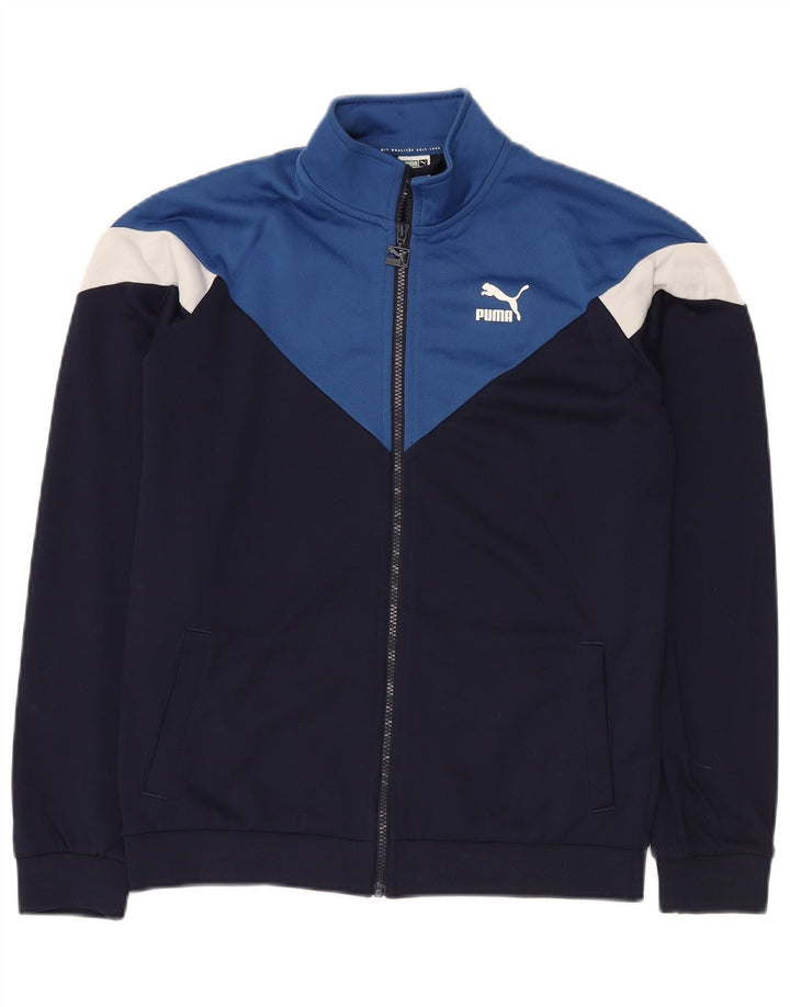 PUMA Jungen-Trainingsanzug, Top-Jacke, 15–16 Jahre, marineblaues Farbblock-Polyester