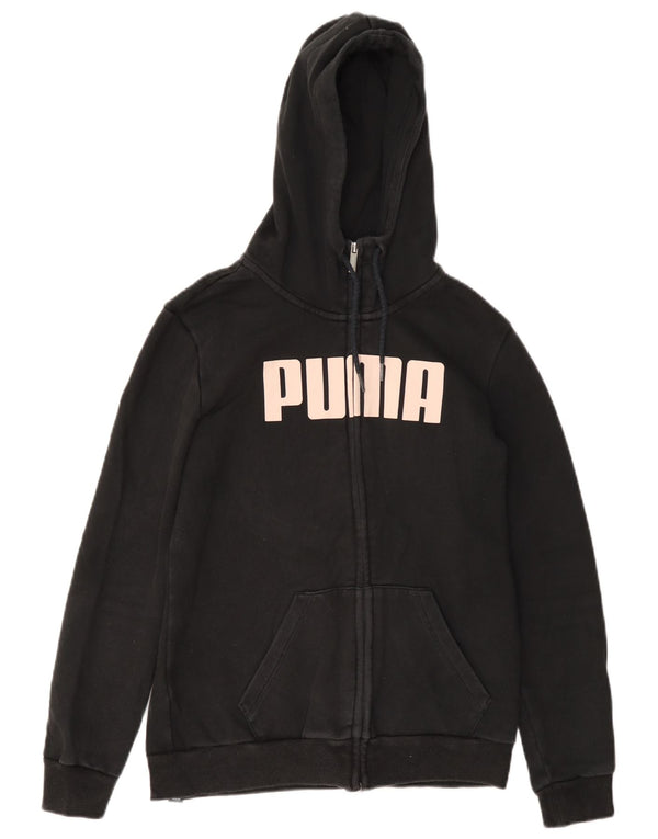 Puma Womens Graphic Regular Fit Zip Hoodie Sweater UK 10 Small Schwarz Baumwolle