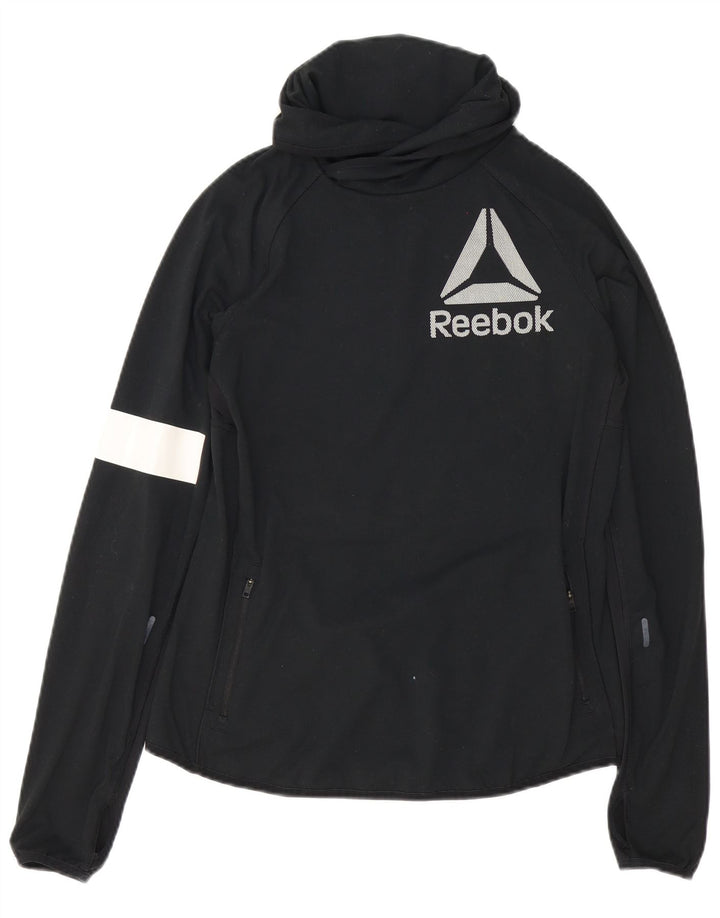 Reebok Damen-Trainingsanzug-Top-Jacke, UK 12/14, mittelschwarz, Farbblock