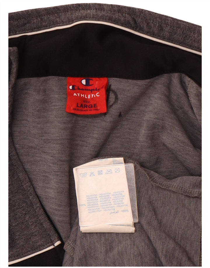 CHAMPION Herren-Trainingsanzug-Top-Jacke, großes graues Farbblock-Polyester
