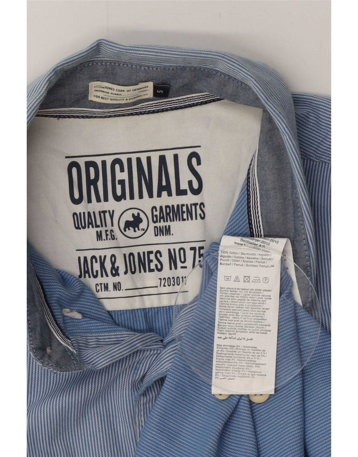 Jack & Jones Herrenhemd, kleine blaue Nadelstreifen-Baumwolle