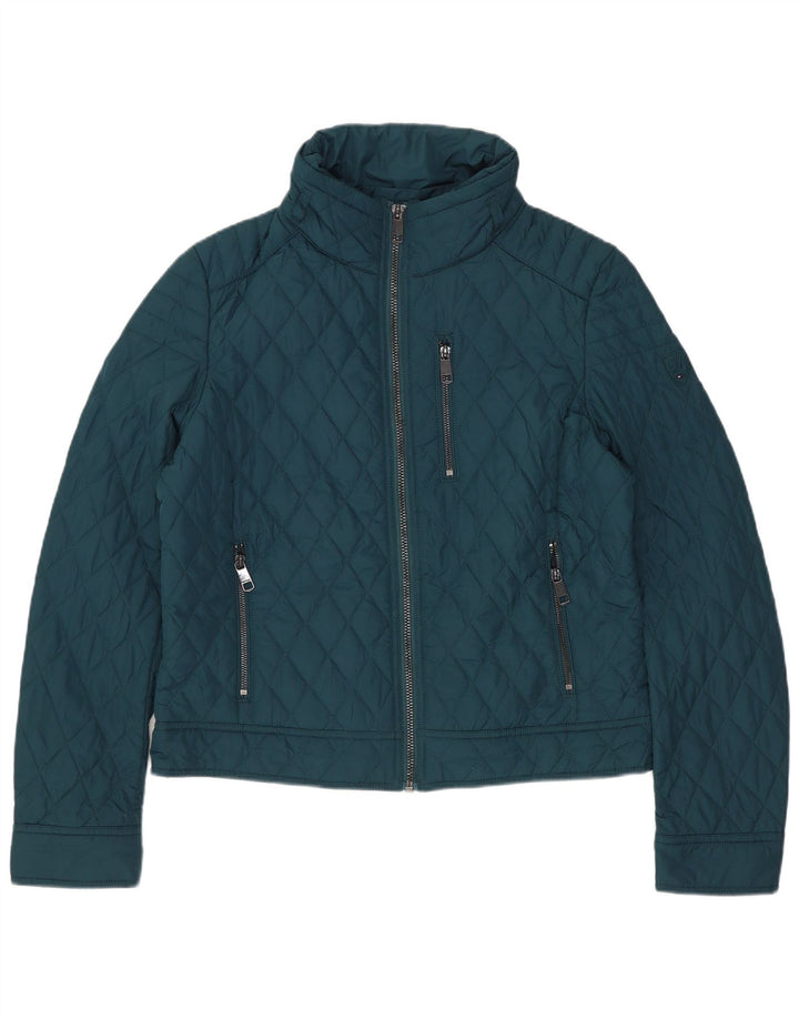 Tommy Hilfiger Damen Crop Quilted Jacket UK 14 Mittelgrüne Baumwolle