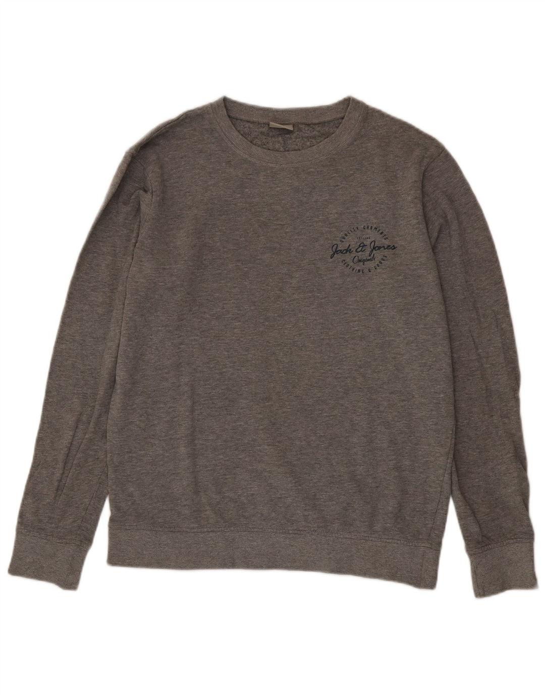 Jack & Jones Herren-Sweatshirt-Pullover aus mittelgrau gefleckter Baumwolle