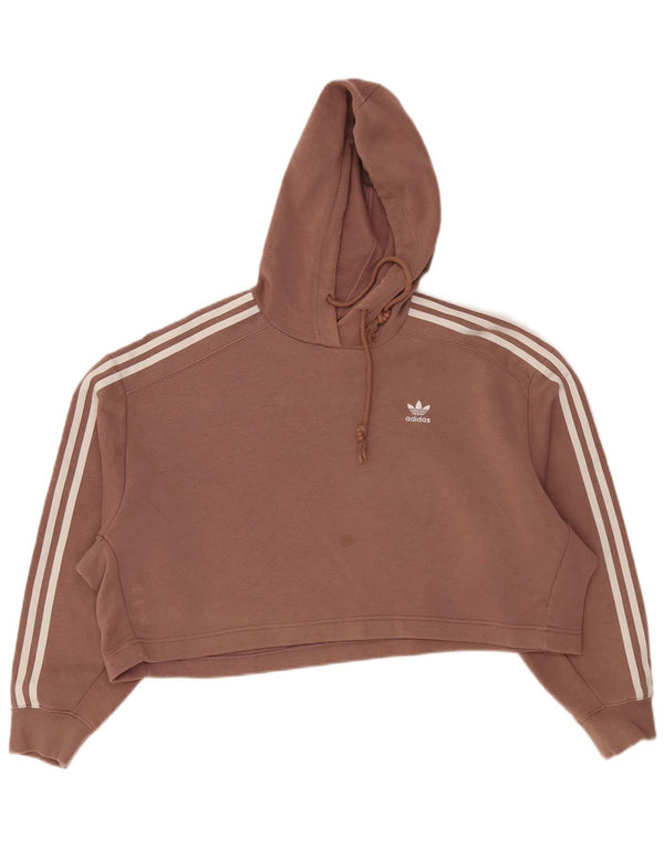 Adidas Damen Crop Oversized Hoodie Pullover UK 14 Mittelbraune Baumwolle
