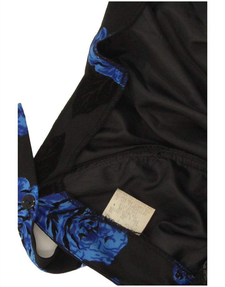 Vintage Damen Ärmelloses Prinzessinnenkleid IT 42 Mittelschwarz geblümt