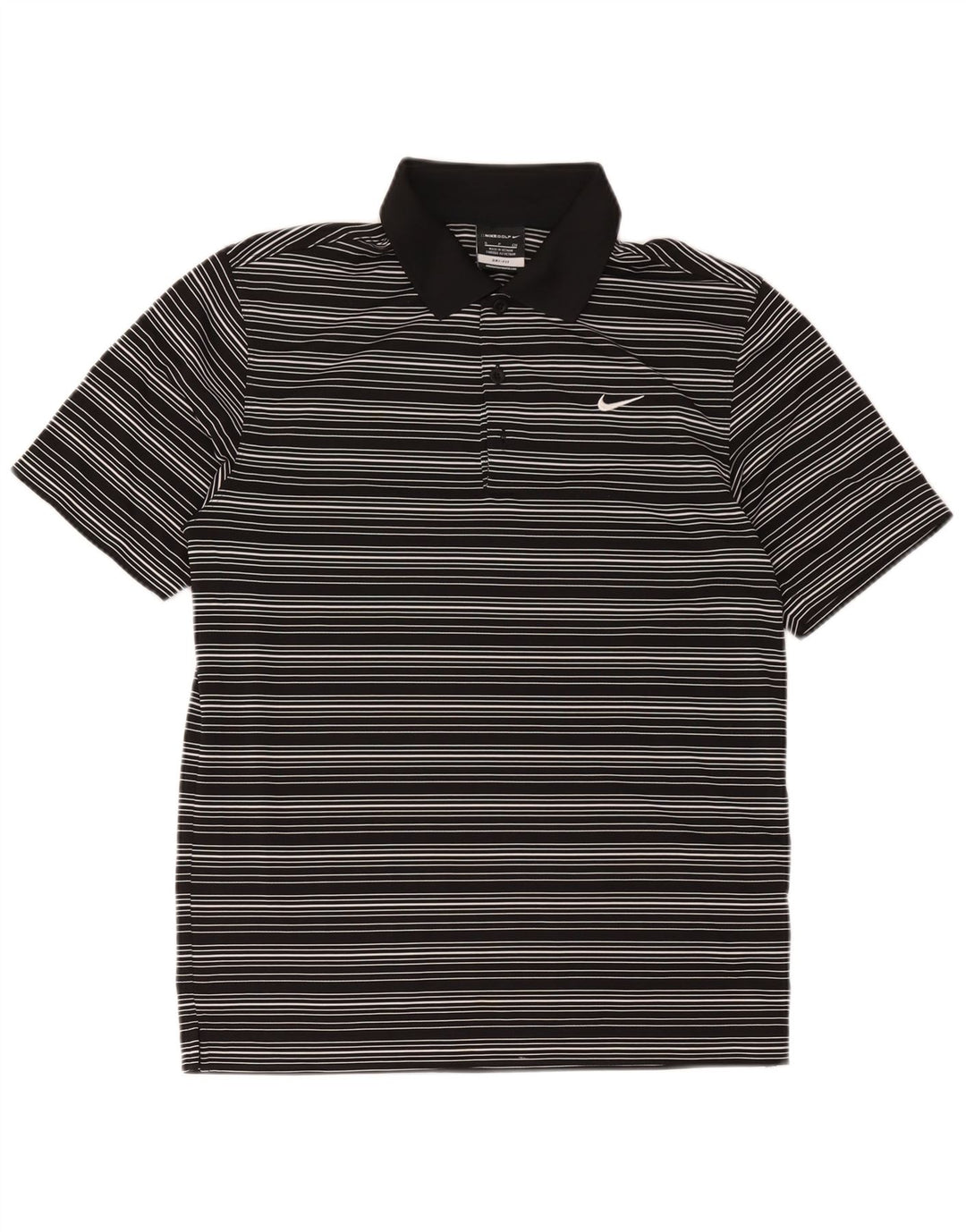 Nike Herren Dri Fit Poloshirt, klein, schwarz gestreift, Polyester