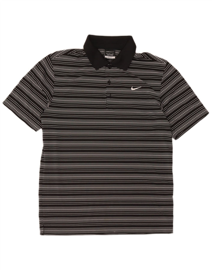 Nike Herren Dri Fit Poloshirt, klein, schwarz gestreift, Polyester