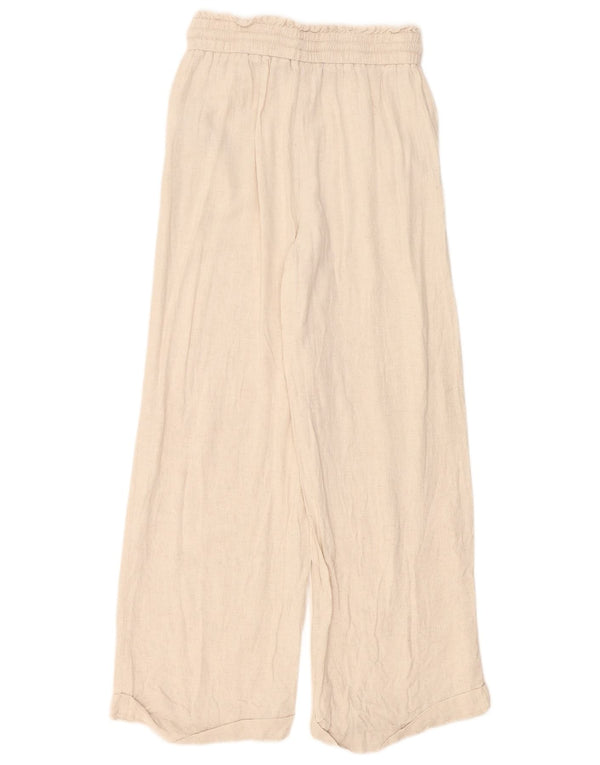 Zara Damen-Freizeithose mit weitem Bein, Größe S, W26, L28, Beige Viskose