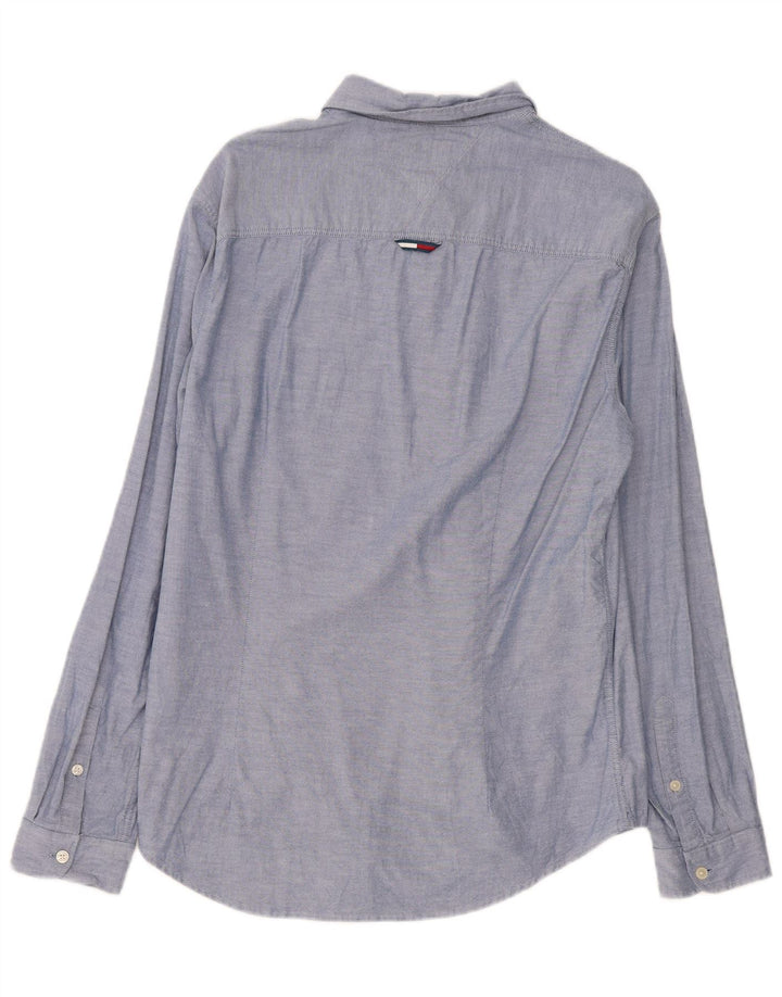 Tommy Hilfiger Herren-Slim-Fit-Hemd, groß, aus blauer Baumwolle