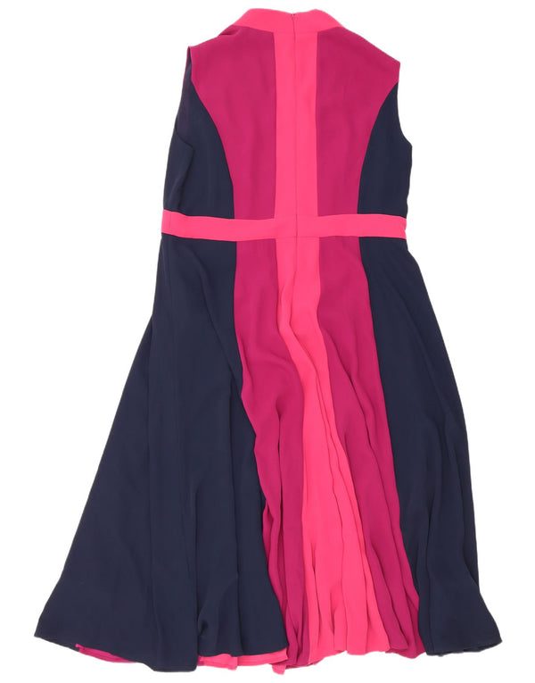 Hobbs Damen Ärmelloses Maxikleid UK 18 XL Marineblaues Colourblock-Polyester