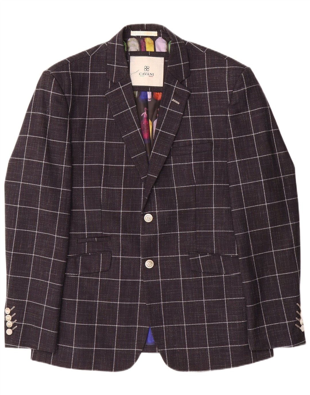 Cavani Herren-Blazer mit 2 Knöpfen, UK 42, XL, marineblau, kariert, Polyester