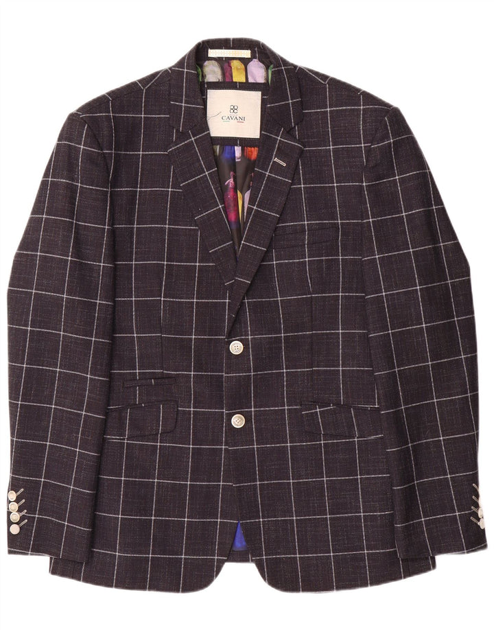 Cavani Herren-Blazer mit 2 Knöpfen, UK 42, XL, marineblau, kariert, Polyester