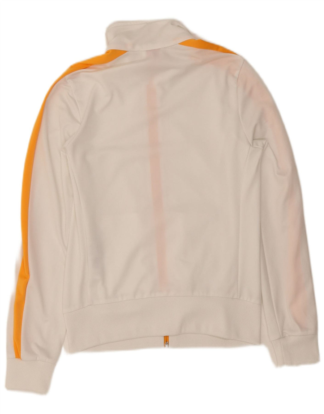 Puma Damen-Trainingsanzug-Oberteiljacke UK 12 Mittelweißes Colourblock-Polyester