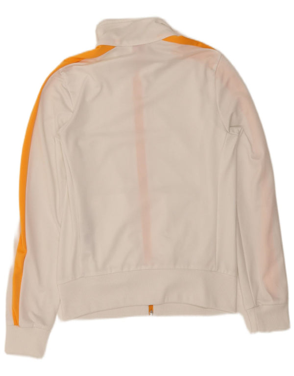 Puma Damen-Trainingsanzug-Oberteiljacke UK 12 Mittelweißes Colourblock-Polyester