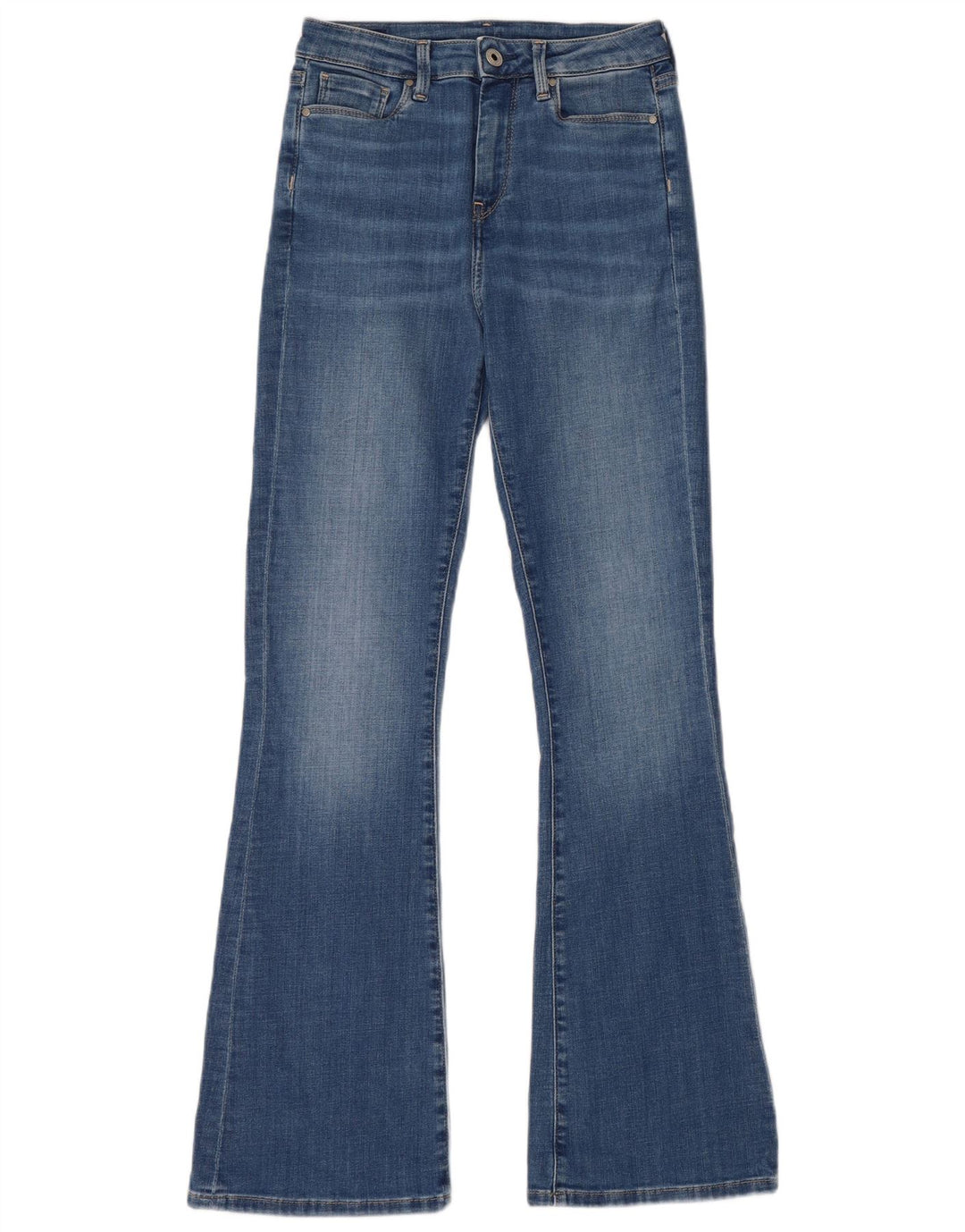 PEPE JEANS Damen-Jeans mit normaler Passform und hoher Taille, ausgestellt, W25 L30, blaue Baumwolle