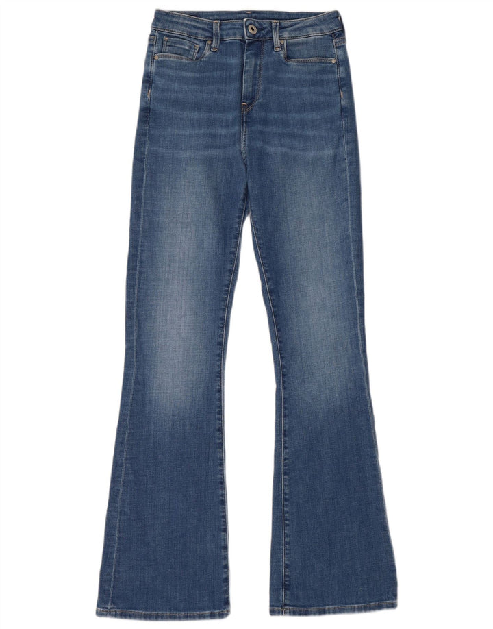 PEPE JEANS Damen-Jeans mit normaler Passform und hoher Taille, ausgestellt, W25 L30, blaue Baumwolle