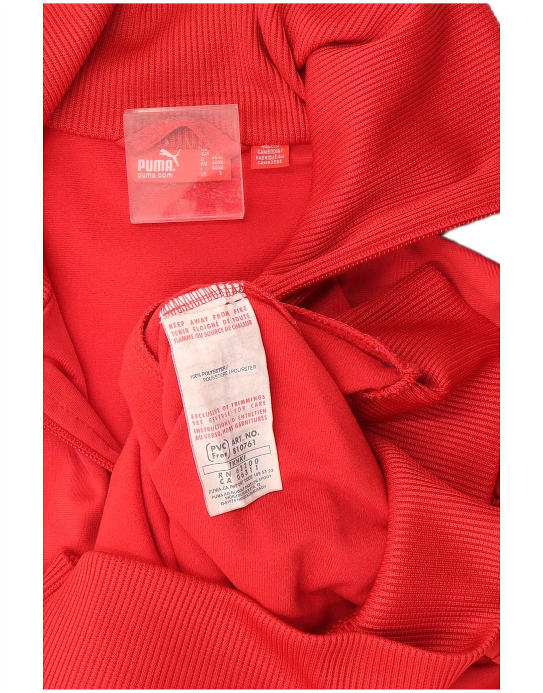 Puma Herren-Trainingsanzug-Top-Jacke, klein, rotes Farbblock-Polyester