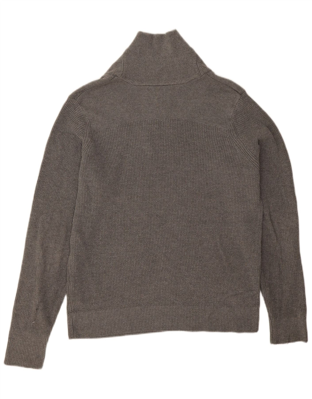 Marks & Spencer Herren-Pullover mit Schalkragen, mittelgraue Baumwolle