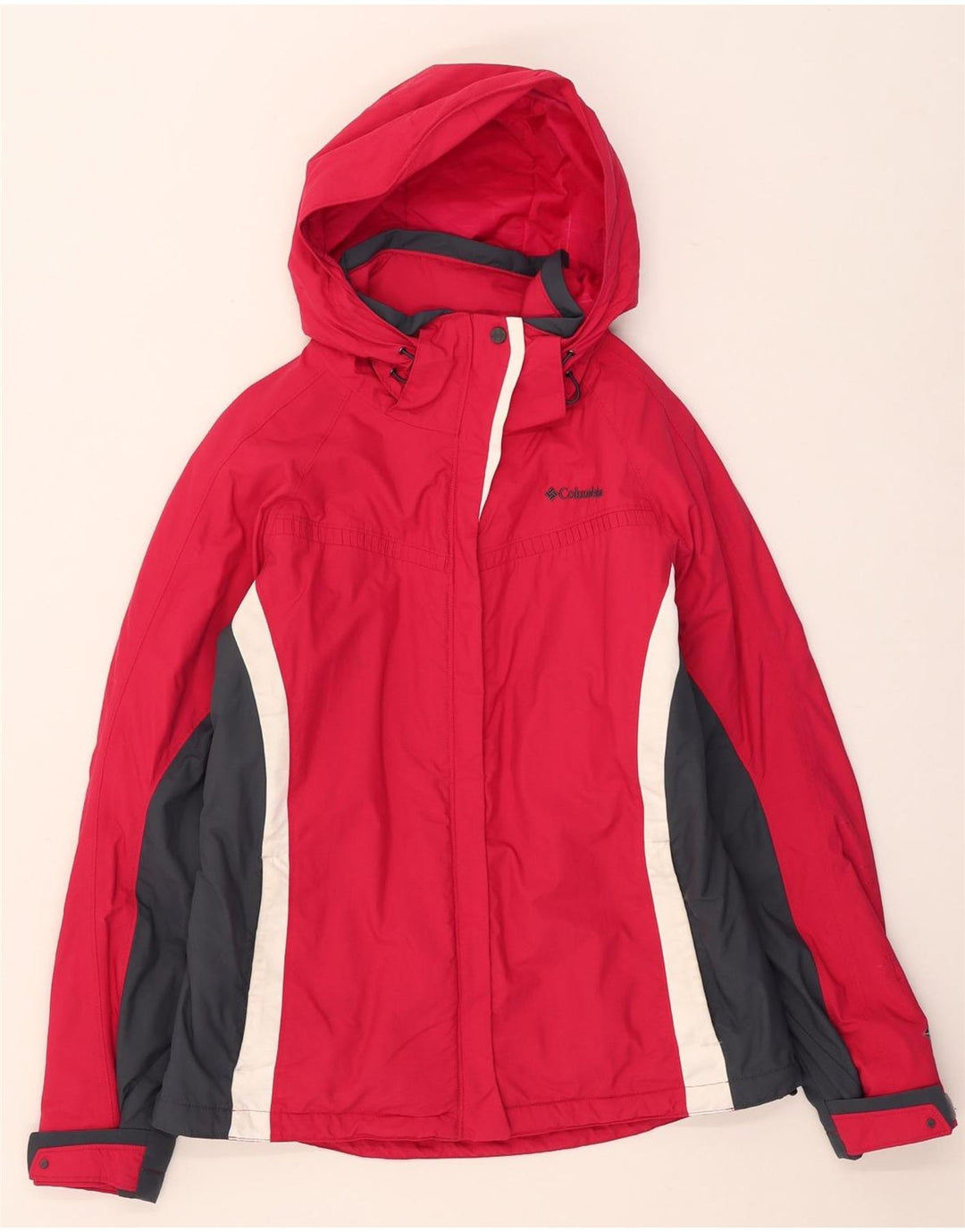 Columbia Damen Omni-Tech Kapuzen-Skijacke UK 12 Mittelroter Farbblock